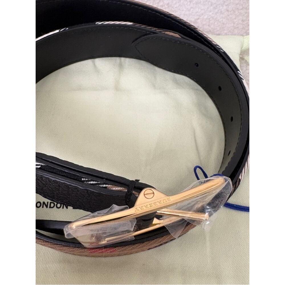 Burberry Classic Check Leather Belt in Beige/Black NEW 75cm - Picture 5 of 9